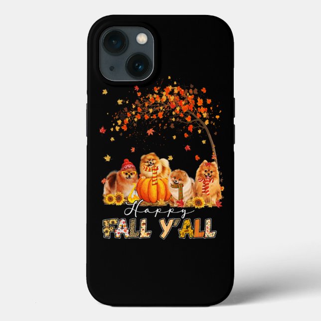 Happy Fall Yall Pomeranian Autumn Lover Pumpkins H Case-Mate iPhone Case (Back)
