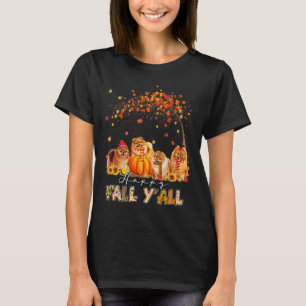 Happy Fall Yall Pomeranian Autumn Lover Pumpkins H T-Shirt