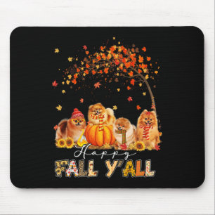 Happy Fall Y'all Pomeranian Autumn Lover Pumpkins Mouse Mat
