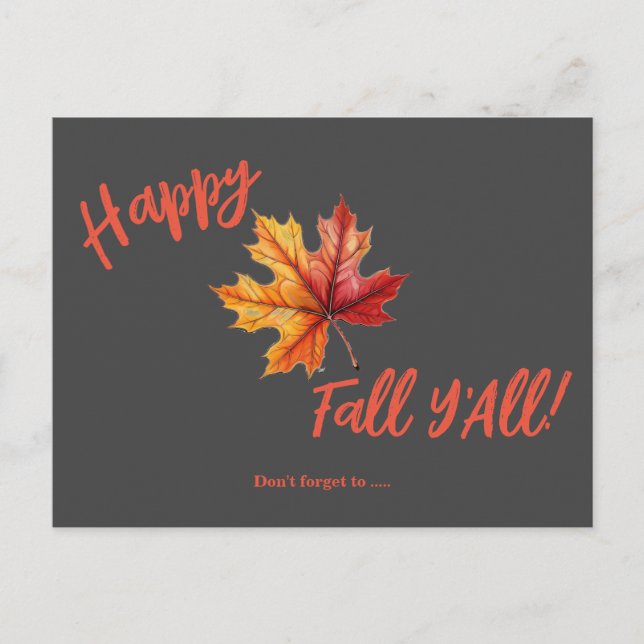 Happy Fall Y'All! Postcard (Front)