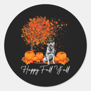 Happy Fall Y'all Pumpkin Australian Cattle Dog Tha Classic Round Sticker