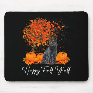 Happy Fall Y'All Pumpkin Cat Thanksgiving Rescue P Mouse Mat