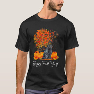 Happy Fall Y'All Pumpkin Cat Thanksgiving Rescue P T-Shirt