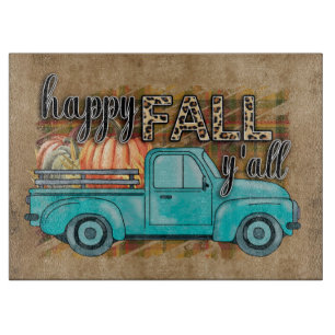 Happy Fall Y'all Pumpkin Farm Truck Cutting Board