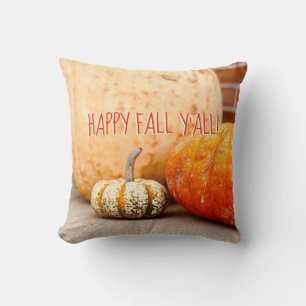 happy fall y'all pumpkin photograph custom cushion