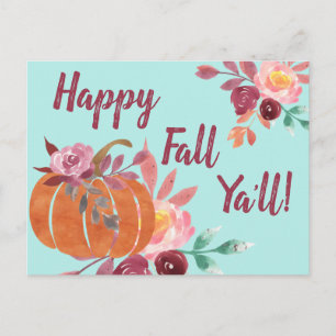 Happy Fall Y'all Pumpkin Postcard