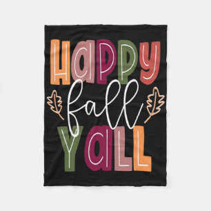 Happy Fall Yall Pumpkin Thanksgiving Halloween Cut Fleece Blanket