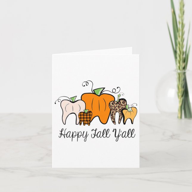 Happy Fall Y'all Pumpkin Tooth Lepard Halloween De Card (Front)