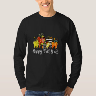 Happy Fall Y'all Pumpkin Tooth Lepard Zebra Hallow T-Shirt