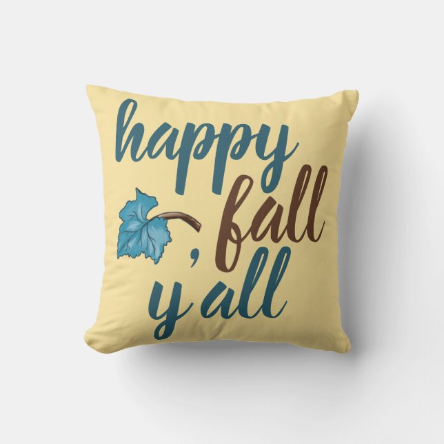Happy Fall Y'all Quote Gold  Cushion (Front)