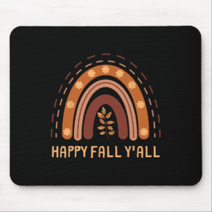 Happy Fall Y'all Rainbow Maple Leaves Autumn Mouse Mat