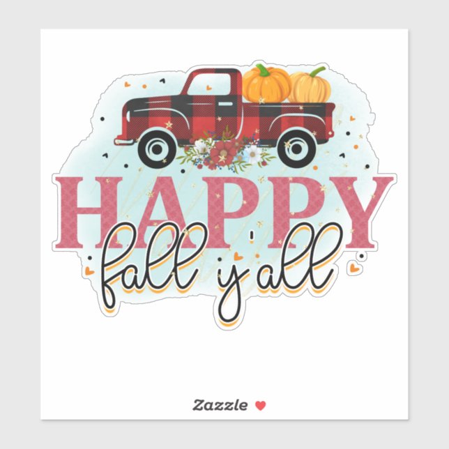 Happy Fall Yall Red Plaid Truck (Sheet)