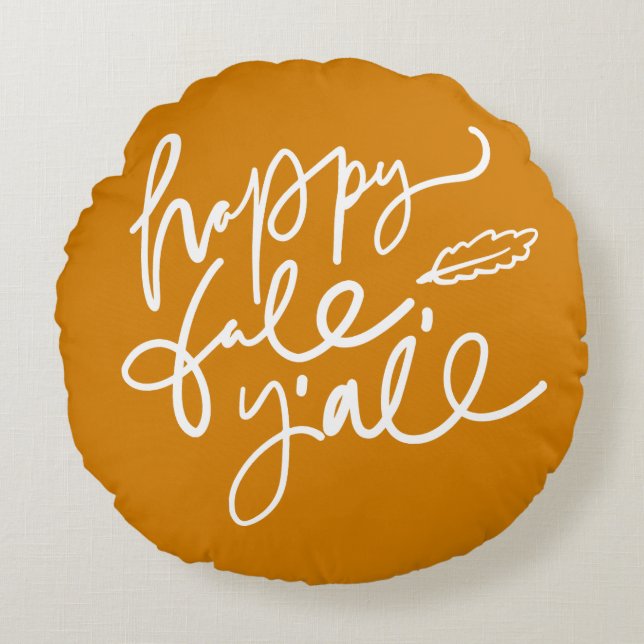 Happy Fall Y'all Round Cushion (Front)