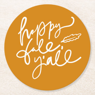 Happy Fall Y'all Round Paper Coaster