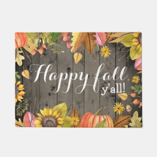 Happy Fall Y'all Rustic Country Autumn Doormat