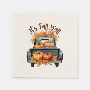 Happy Fall Y'all – Rustic Truck with Pumpkins Napkin