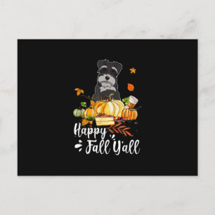 happy fall yall schnauzer dog thanksgiving holiday postcard