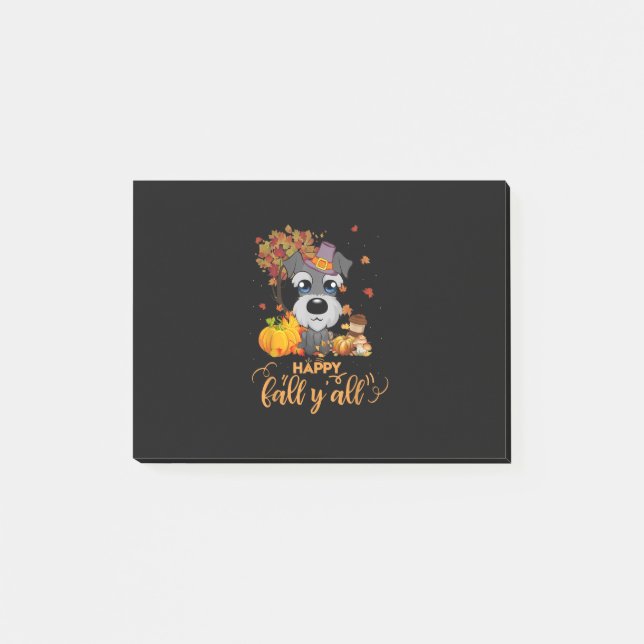 happy fall yall schnauzer dog thanksgiving post-it notes (Front)