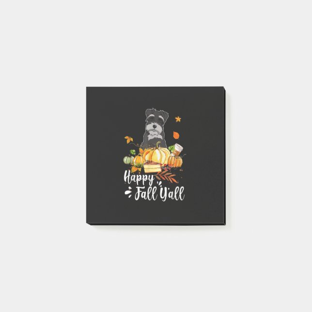 happy fall yall schnauzer dog thanksgiving post-it notes (Front)