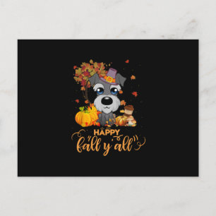 happy fall yall schnauzer dog thanksgiving postcard