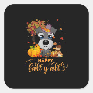 happy fall yall schnauzer dog thanksgiving square sticker