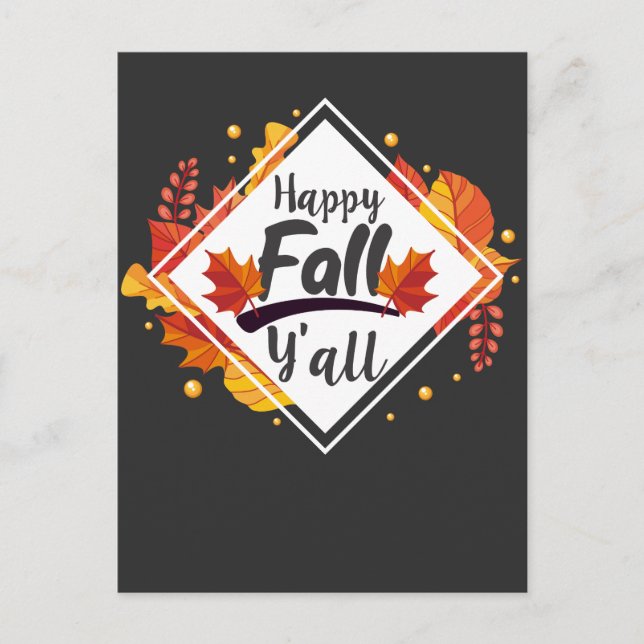 Happy Fall Yall Season Autumn Leaves Postcard (Front)