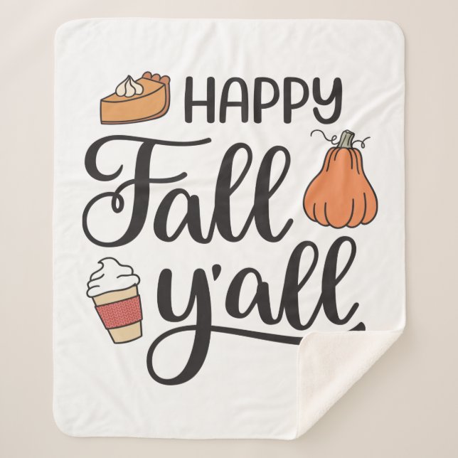 Happy Fall Y'all Sherpa Blanket (Front)