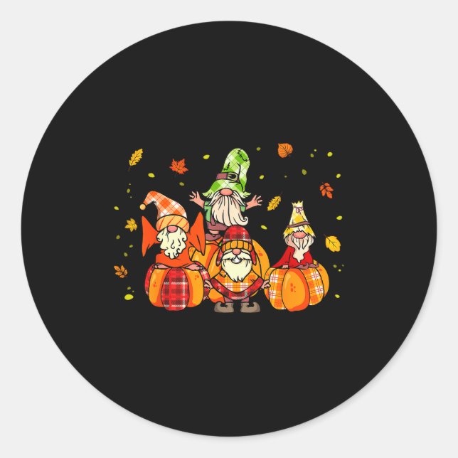 Happy Fall Yall Shirt Buffalo Pumpkin Autumn Gnome Classic Round Sticker (Front)
