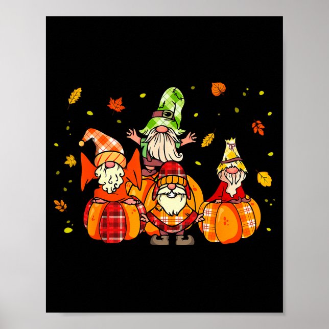 Happy Fall Yall Shirt Buffalo Pumpkin Autumn Gnome Poster (Front)