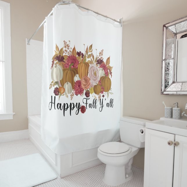 Happy Fall Y'all Shower Curtain (In Situ)