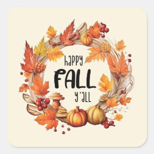Happy Fall Y'all Square Sticker