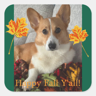 Happy Fall Y'all Square Sticker