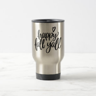 Happy Fall Y'all Stainless Steel Grey Travel Mug