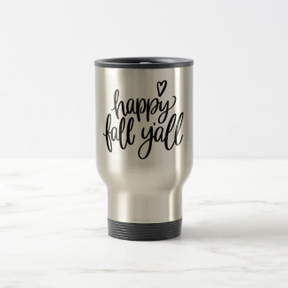 Happy Fall Y'all Stainless Steel Grey Travel Mug