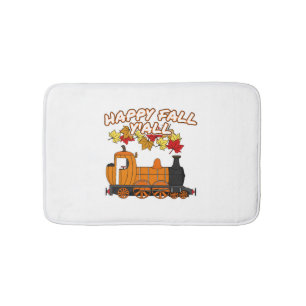 Happy Fall Y'All Steam Train Pumpkin Railroad Bath Mat