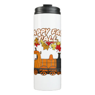 Happy Fall Y'All Steam Train Pumpkin Railroad Thermal Tumbler