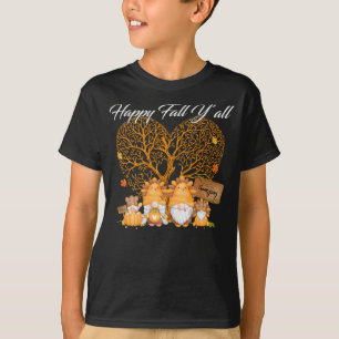 Happy Fall Y'all T-shirt Gnome Leopard Pumpkin