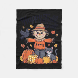 Happy Fall Y'all Thanksgiving Halloween Women Men  Fleece Blanket