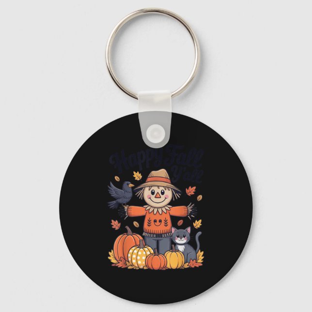 Happy Fall Y'all Thanksgiving Halloween Women Men  Key Ring (Front)