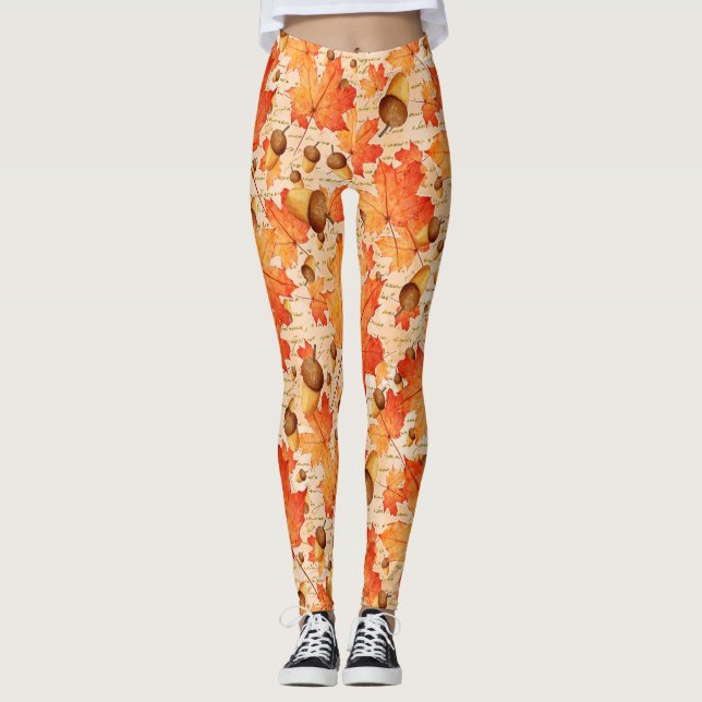 Happy fall yall Thanksgiving Pattern Leggings (Front)