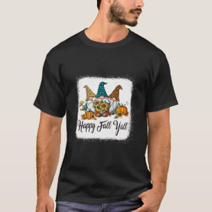 Happy Fall Yall Three Gnomes Leopard Sunflower T-Shirt