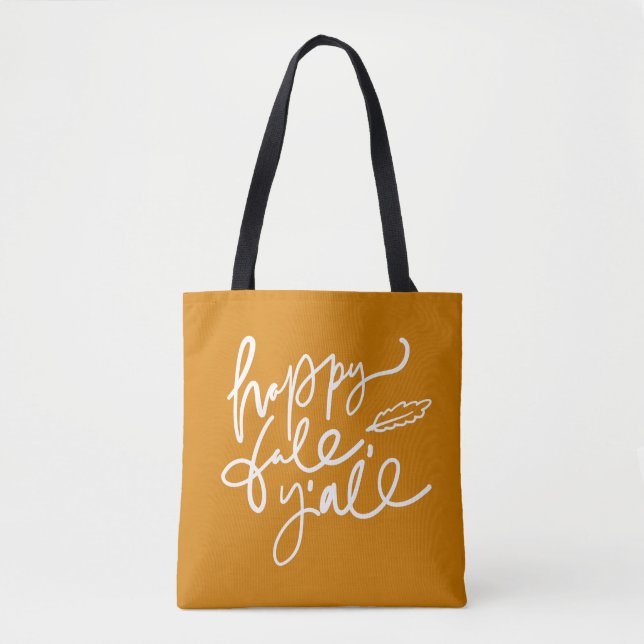 Happy Fall Y'all Tote Bag (Front)