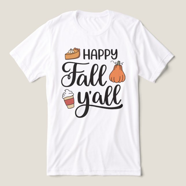 Happy Fall Y'all Tri-Blend Shirt (Design Front)
