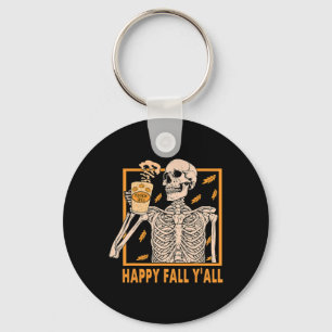 Happy Fall Yall  Women Halloween Skeleton Pumpkin  Key Ring