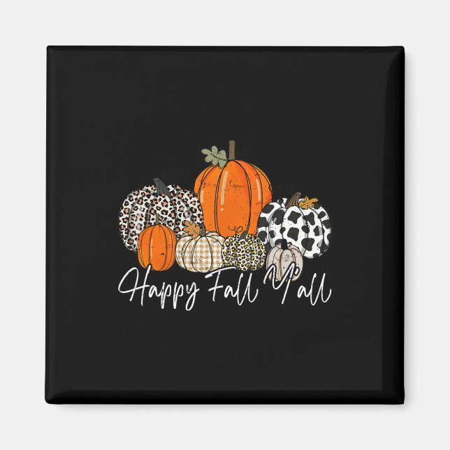 Happy Fall Y'all  Women Men Pumpkin Leopard Cute A Magnet (Front)