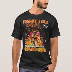 Happy Fall Y'all Yorkie Dog On Truck Pumpkin Fall  T-Shirt