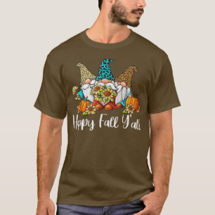 Happy Fall YallGnome Leopard Pumpkin Autumn Gnomes T-Shirt