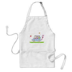 happy family cartoon standard apron