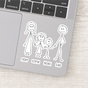 Happy Family Cartoon Stickman Hand Illustration