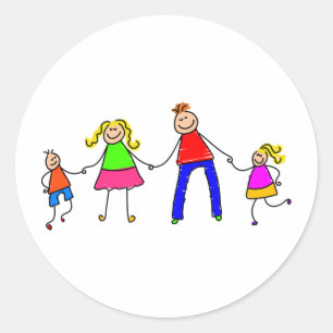 Happy Family Classic Round Sticker